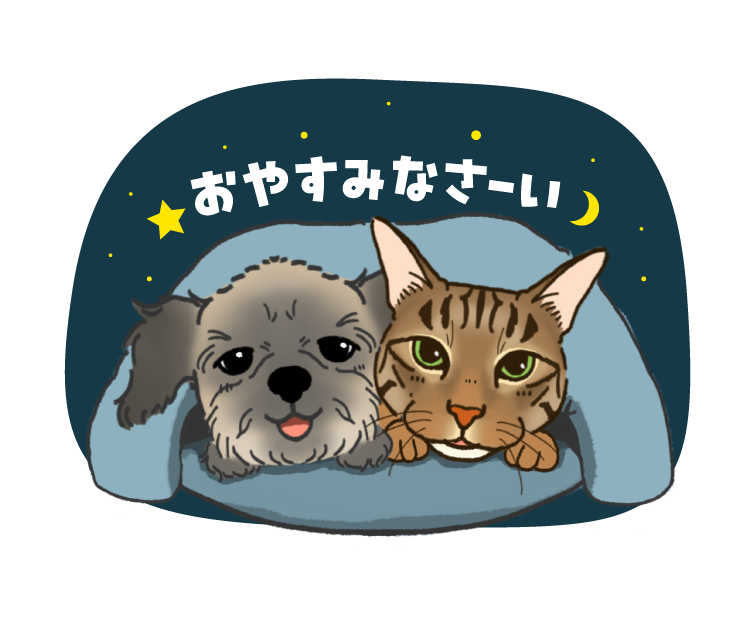 LINEスタンプ: jira君・cocoちゃん「おやすみなさーい」