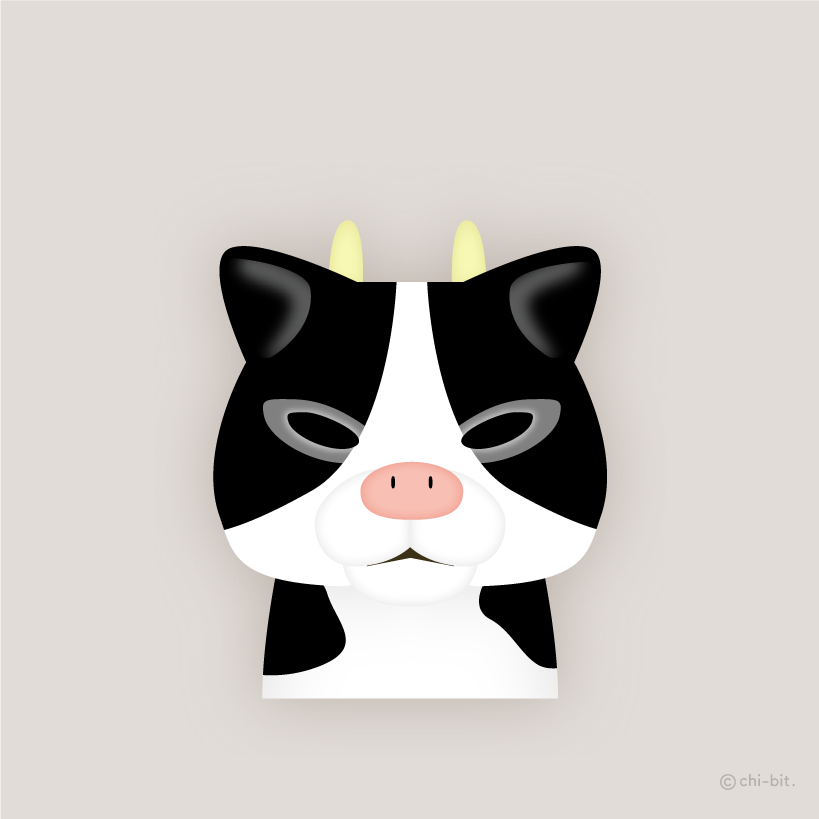イラスト : 干支は牛猫