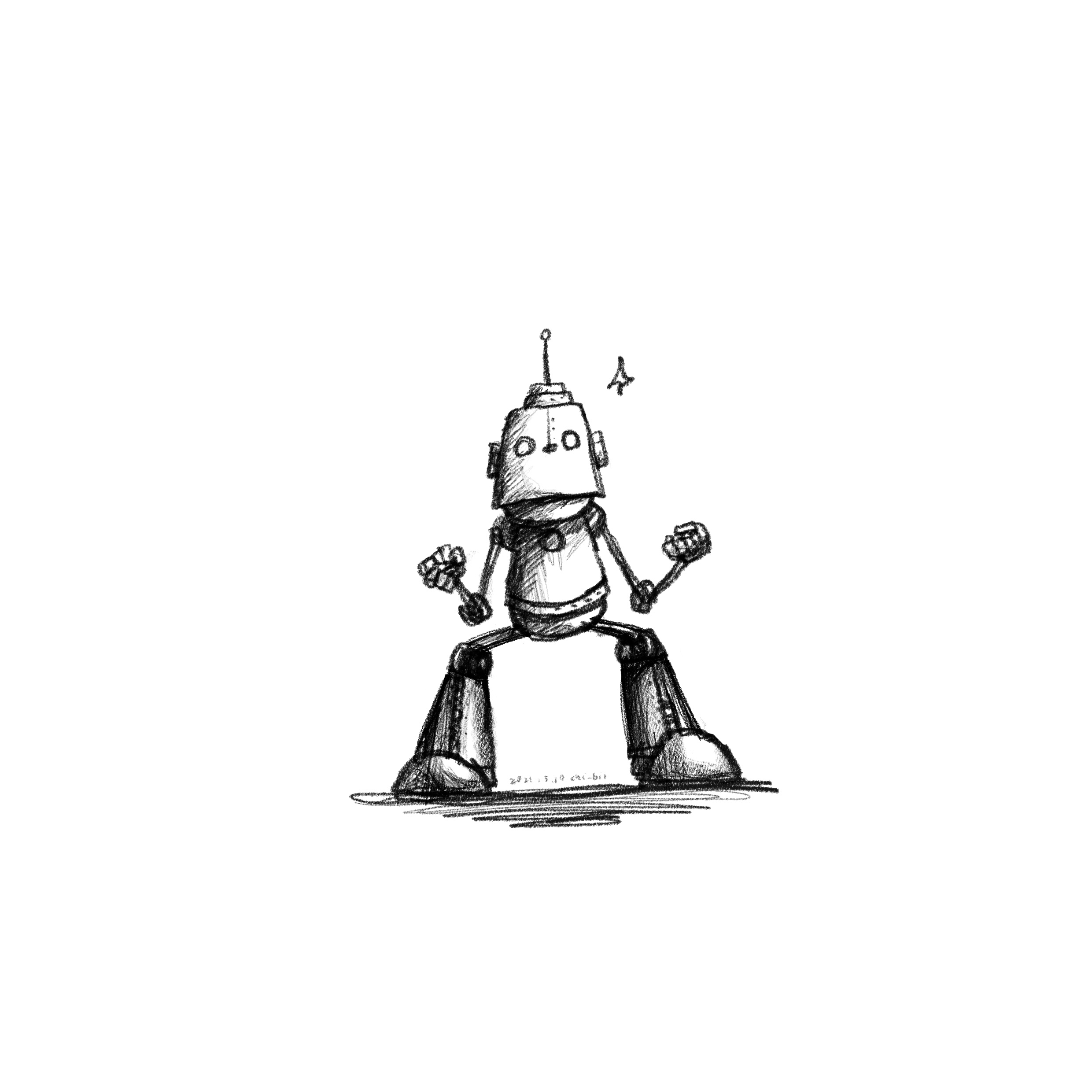 イラスト : ロボットと気合い | Robots and Motivation.