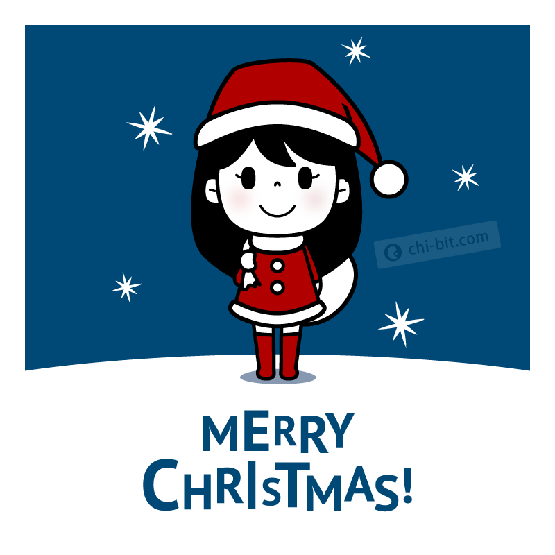 クリスマス : サンタコスしてる女の子のイラスト