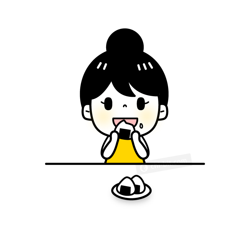 おにぎり食べてる女の子のイラスト