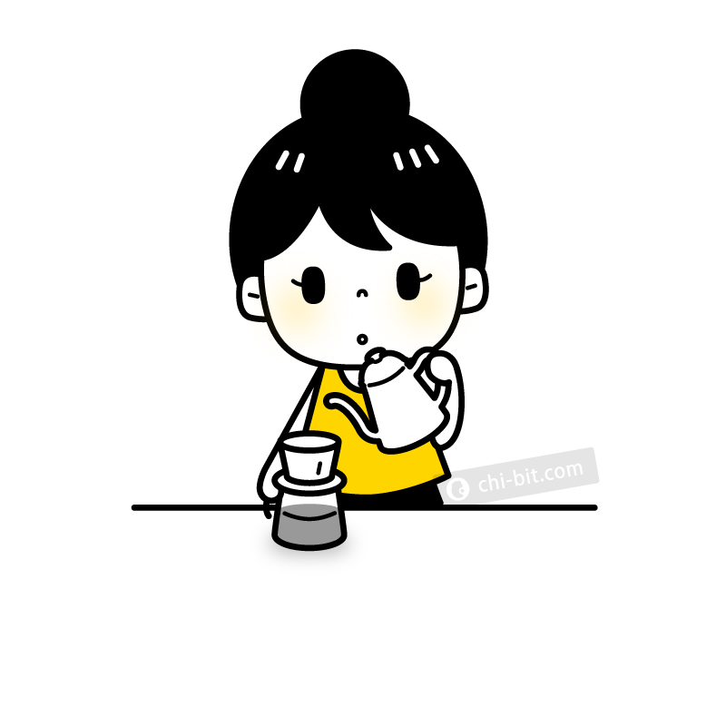 ドリップでコーヒー淹れてる女の子のイラスト