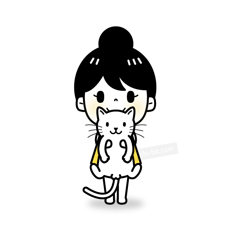 猫を抱いてる女の子のイラスト