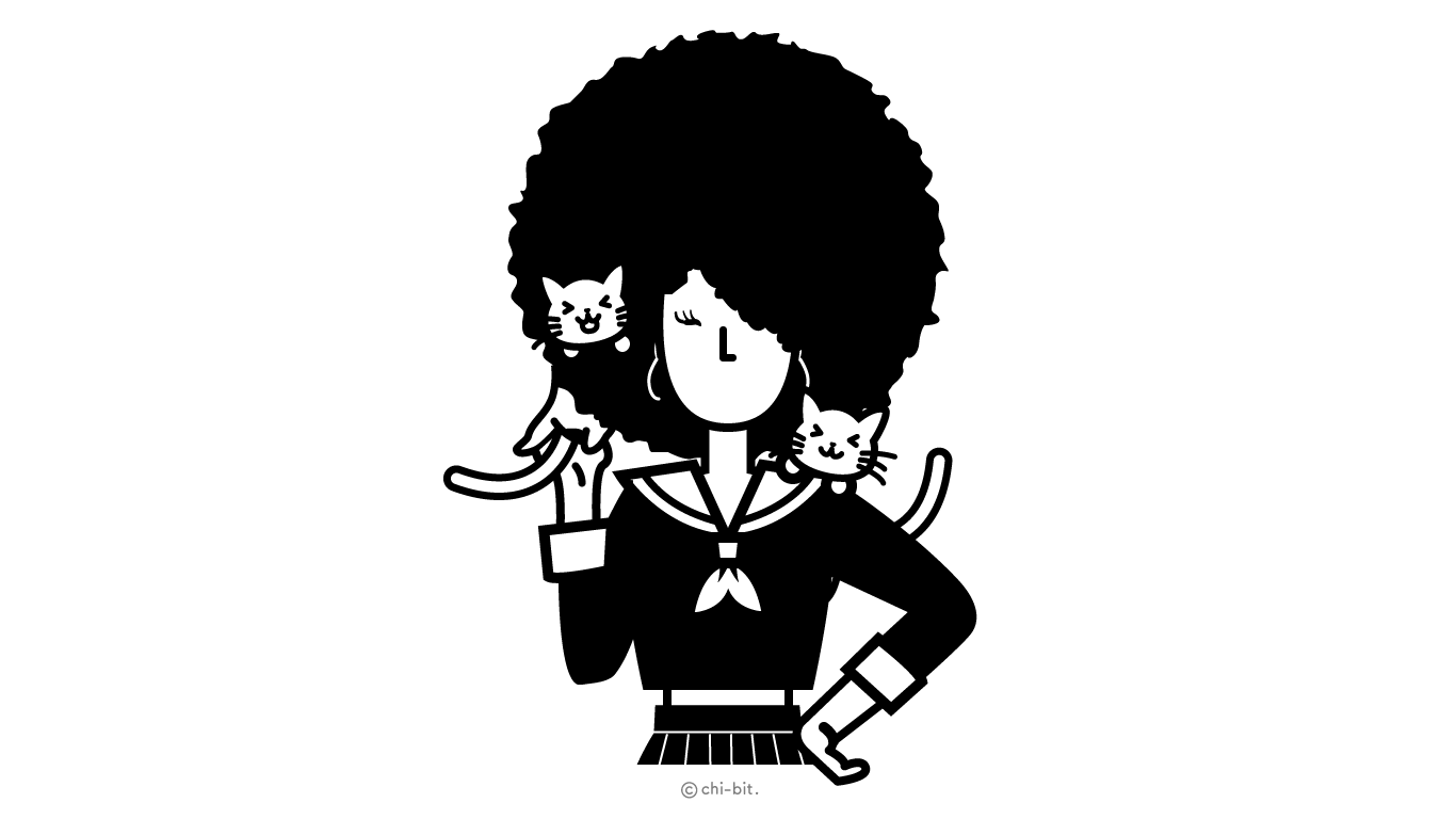 イラスト : そんなアフロは猫が好き