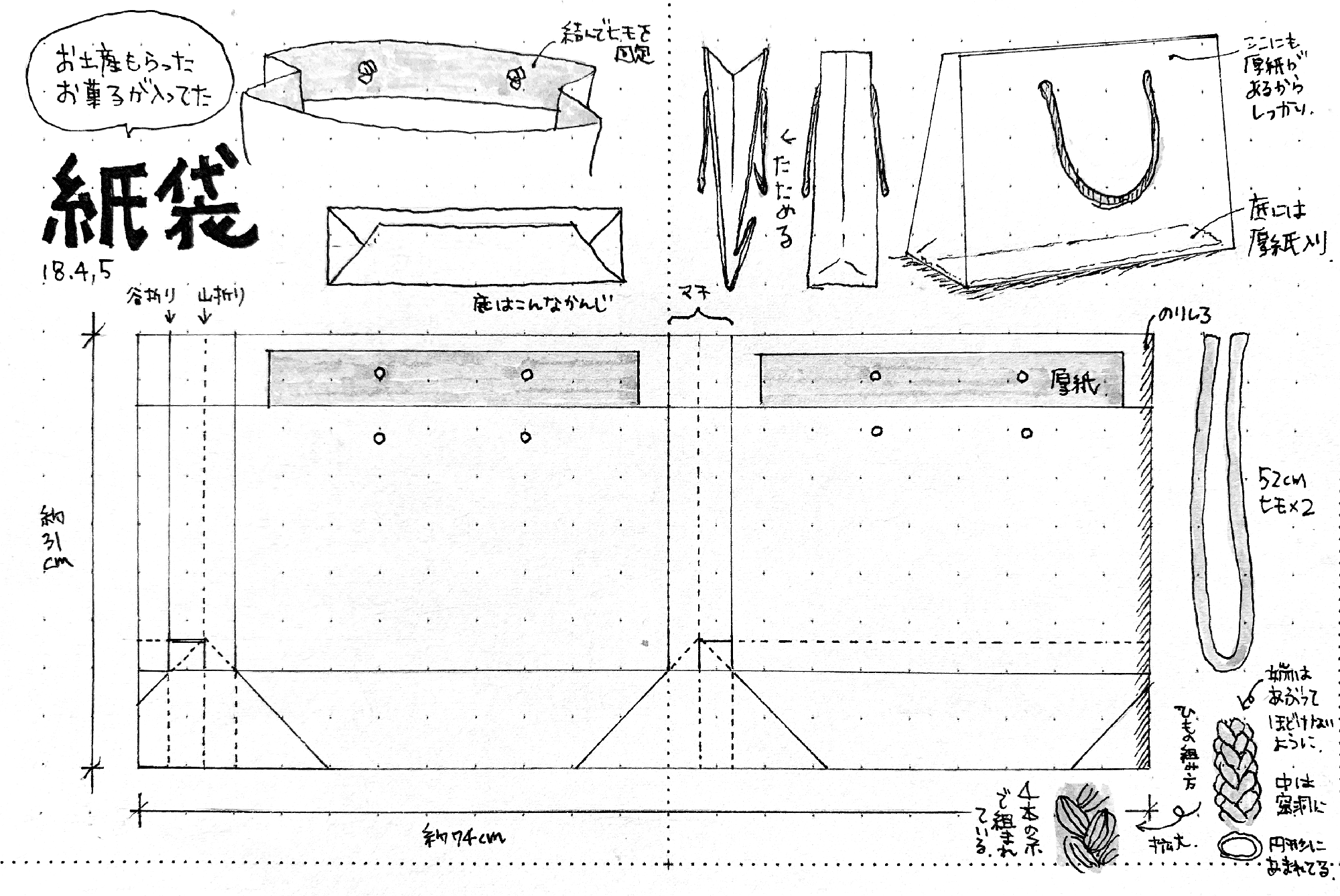 観察スケッチ : 紙袋 | Paper Bag