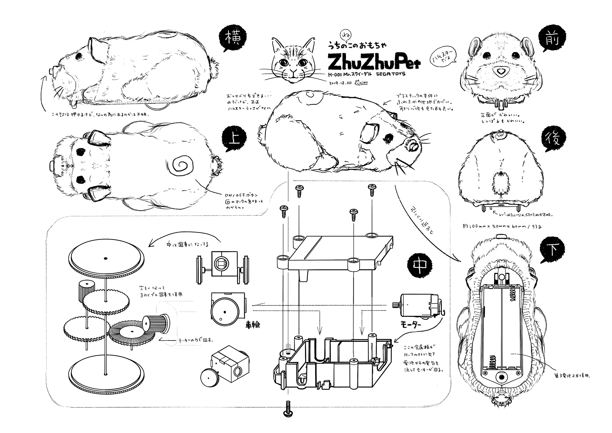 観察スケッチ : 猫のおもちゃ | SEGATOYS ZhuZhuPet H-001