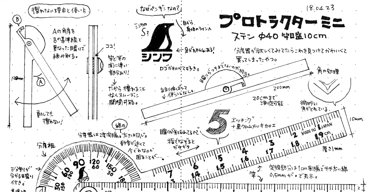 サムネ : シンワ測定 ミニプロトラクターステン 62987 | Sinwa Mini Protractor